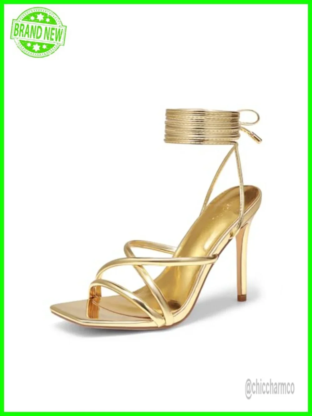 Strappy Stiletto Lace Up Heeled Sandals Square Open Toe Prom Party Dating